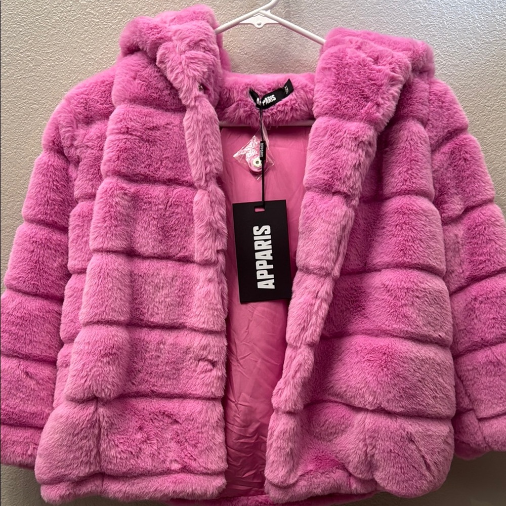 Apparis Pink Faux Fur Puffer Jacket